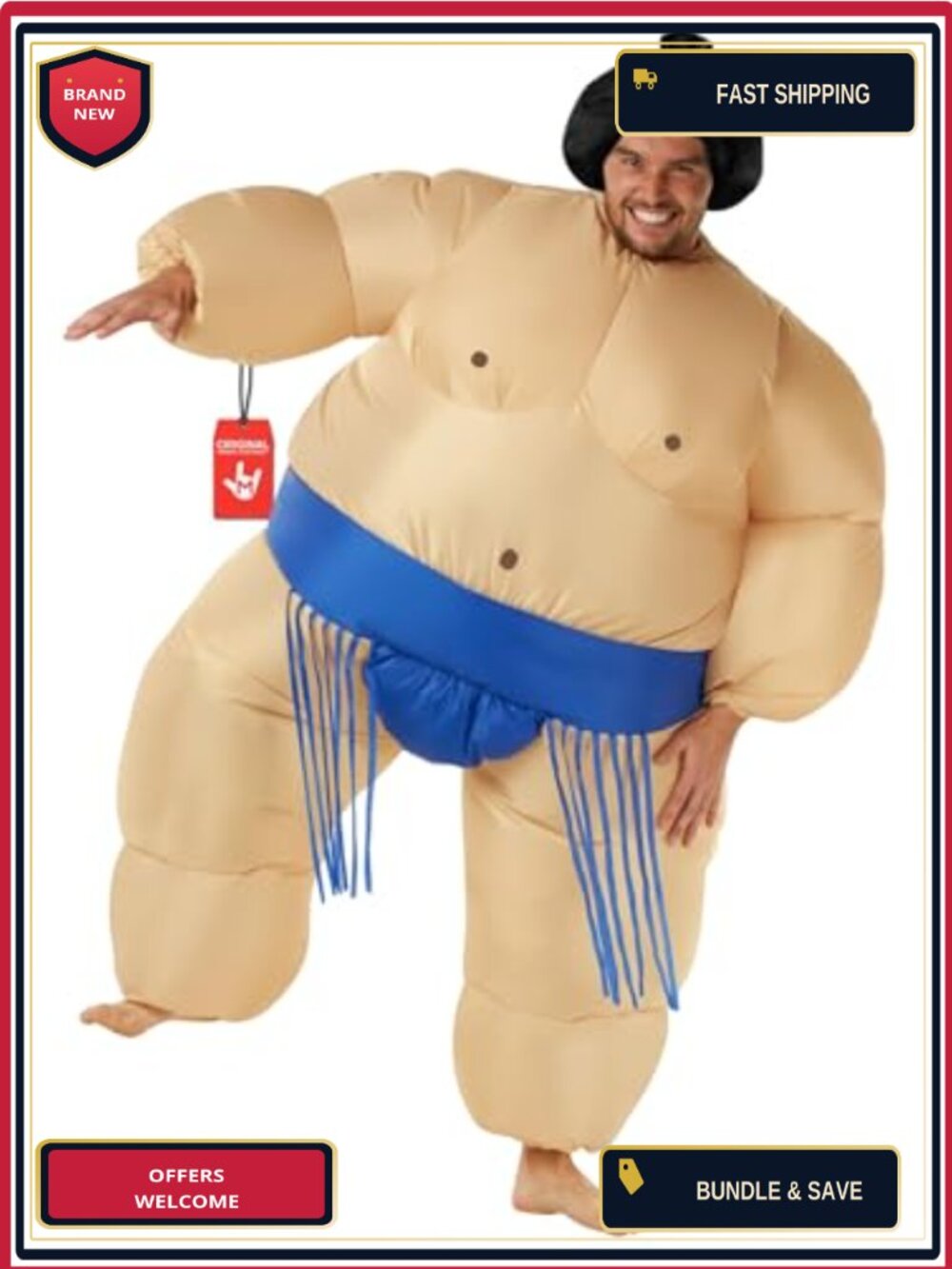 Inflatable Sumo Wrestler Costume Adult Full Body Suit Headpiece Halloween